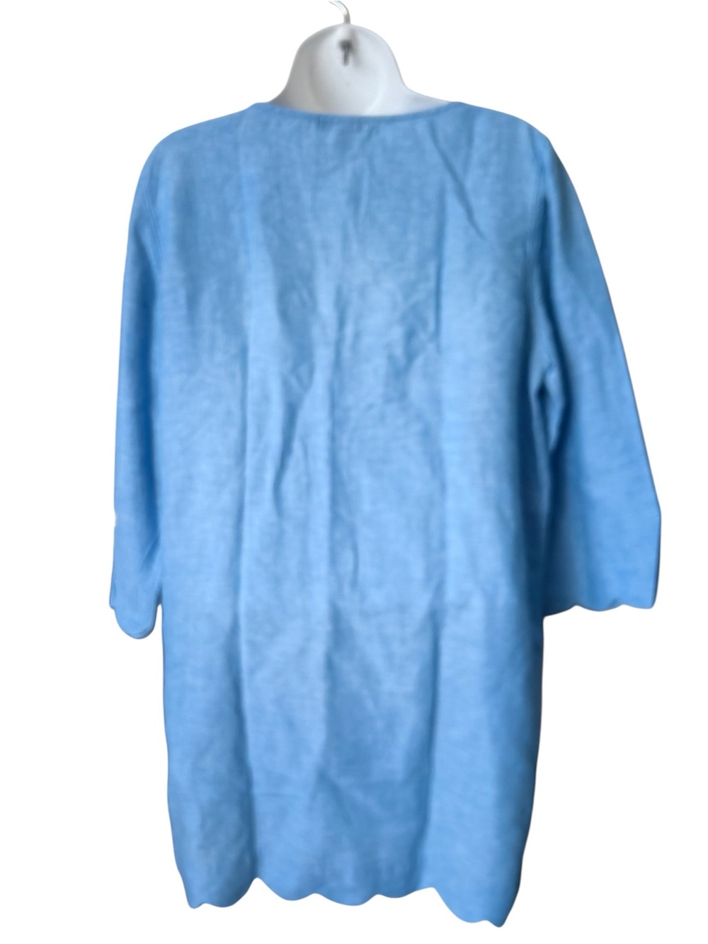 J. Crew Dress Linen Blue Chambray Scallop Hem 3/4Sleeve Women, Sz S - Picture 3 of 8